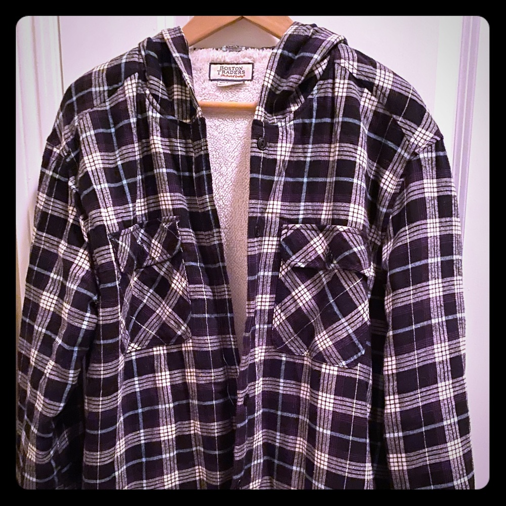 Boston Traders Sherpa Lined Hooded Flannel Jacket